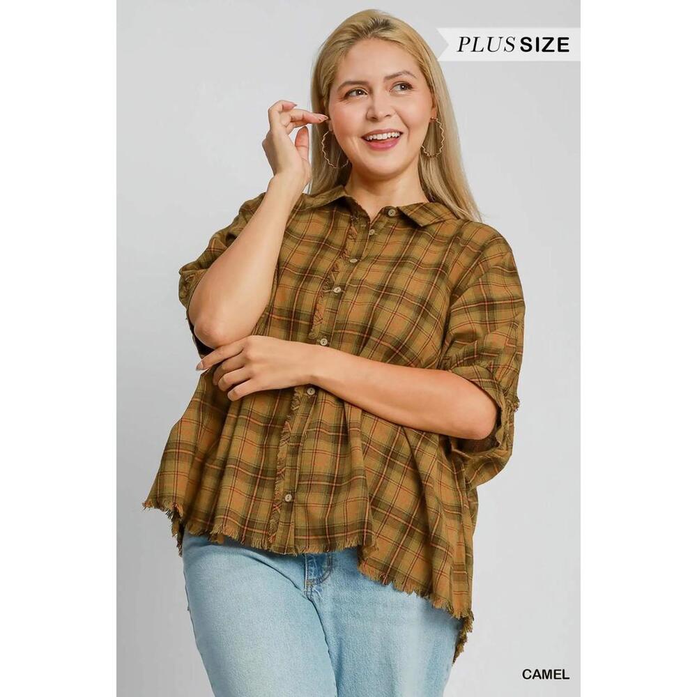 Umgee Plaid Collared Button Down